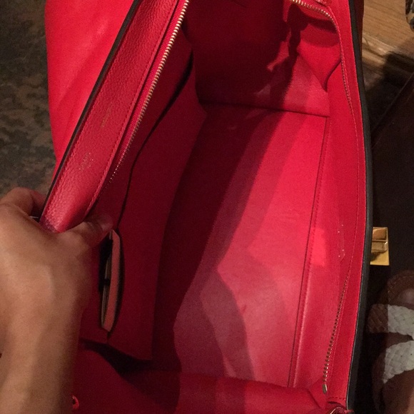 Celine Red Calfskin Suede Medium Trapeze - Picture 8 of 8